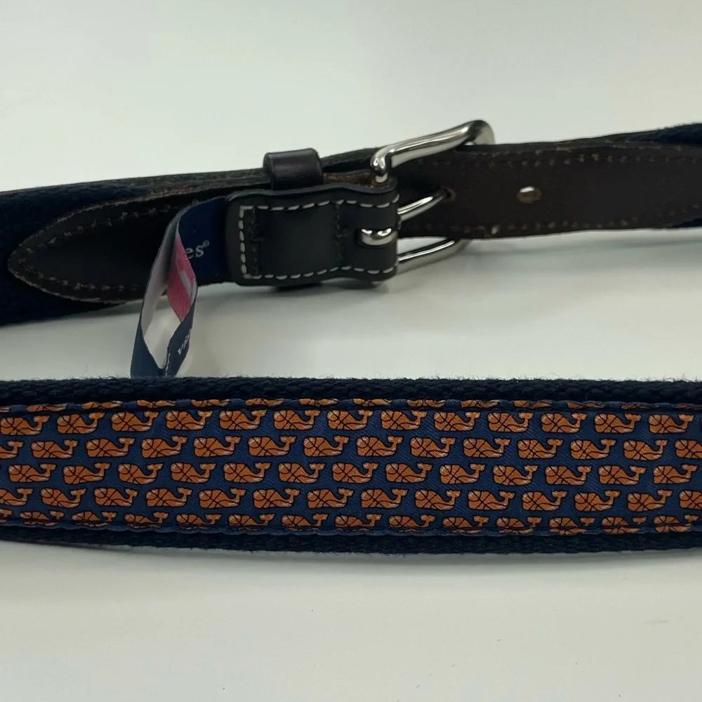 Vineyard Vines Classic Canvas and Leather Whale Basketball‎ Kids Belt size 26